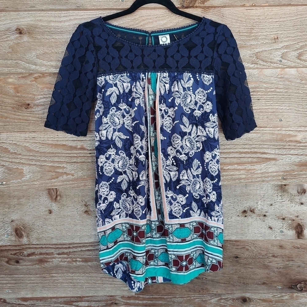 Akemi Kin Maite Navy Printed Tunic Top XSmall